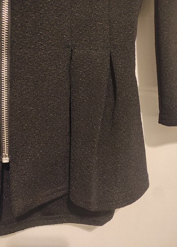 Fermuarlı Siyah Kadın Mini Ceket - Görsel 3