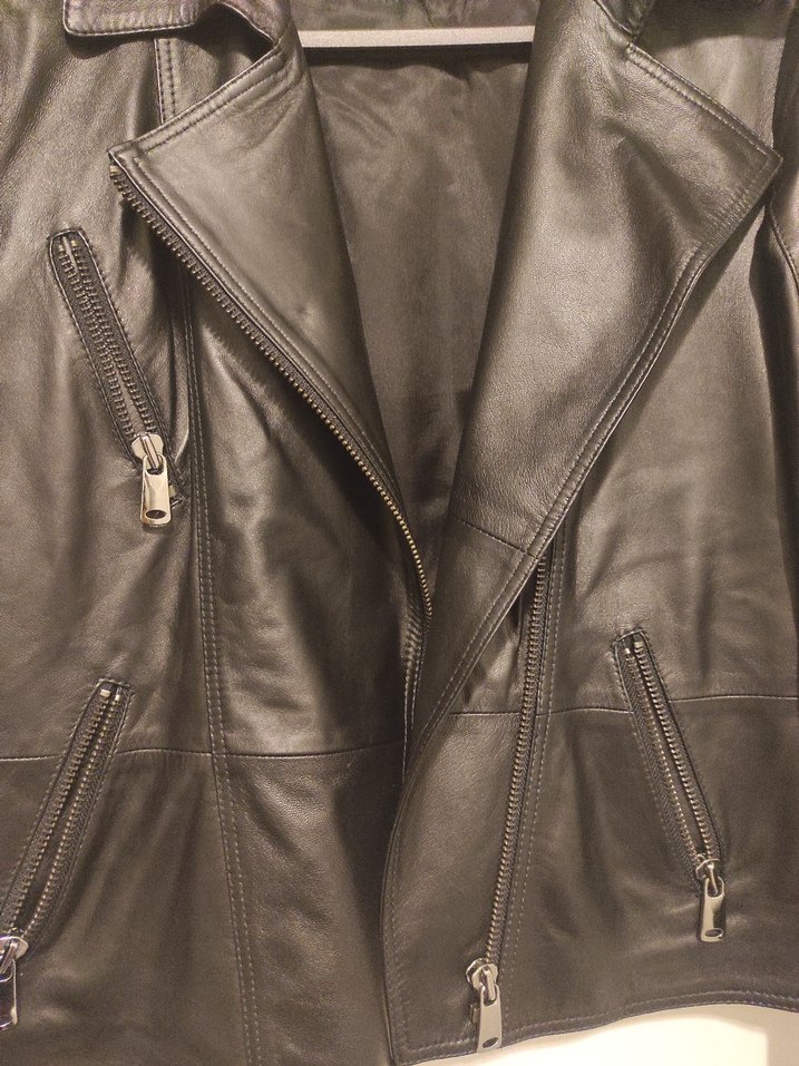 Kadın Siyah Deri Biker Ceket - Görsel 3