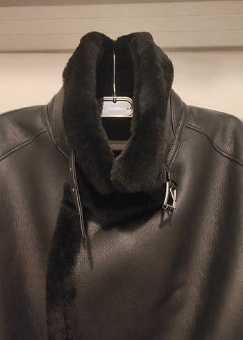 Kürk Detaylı Siyah Deri Kadın Ceket - Görsel 2