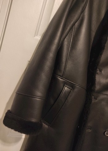 Kürk Detaylı Siyah Deri Kadın Ceket - Görsel 3