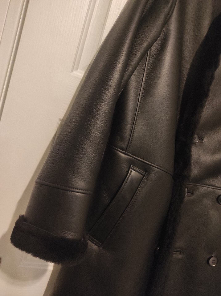 Kürk Detaylı Siyah Deri Kadın Ceket - Görsel 3