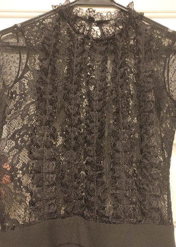 Dantel Detaylı Siyah Uzun Kollu Tulum - Görsel 4