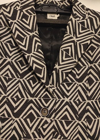 Kadın Desenli Düğmeli Blazer Ceket - Görsel 2