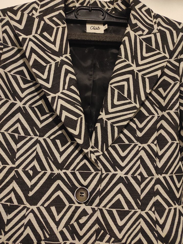 Kadın Desenli Düğmeli Blazer Ceket - Görsel 2