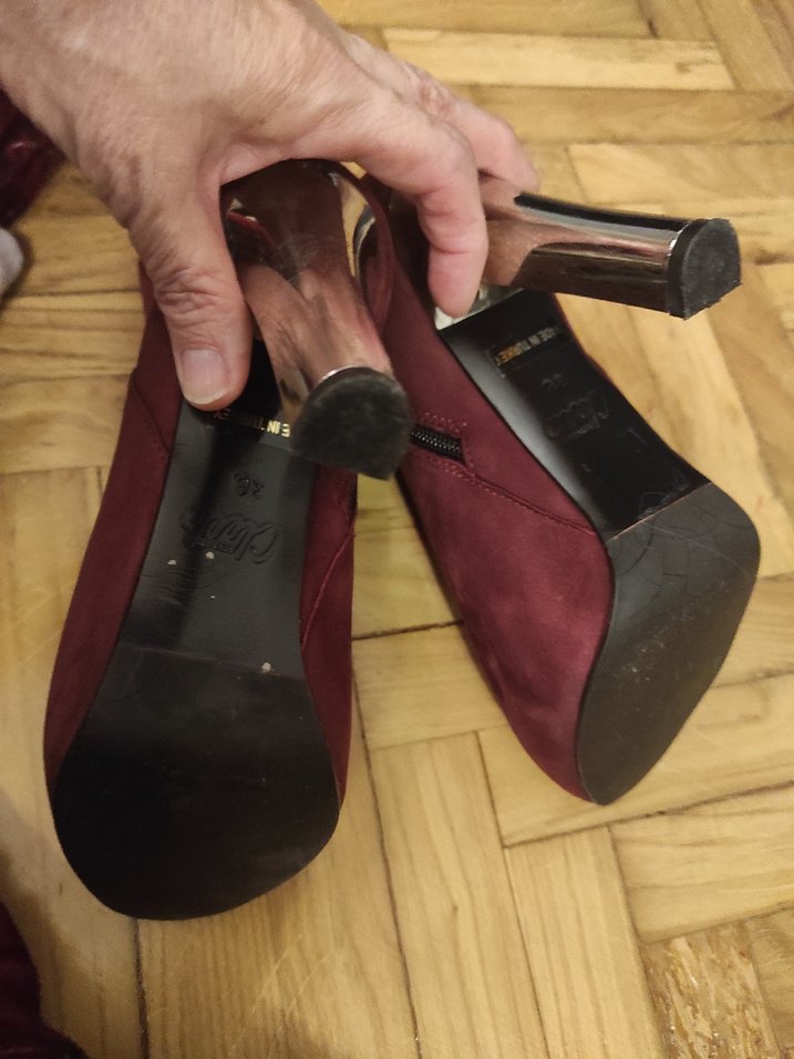 Bordo Süet  Topuklu Kadın Bot - Görsel 4