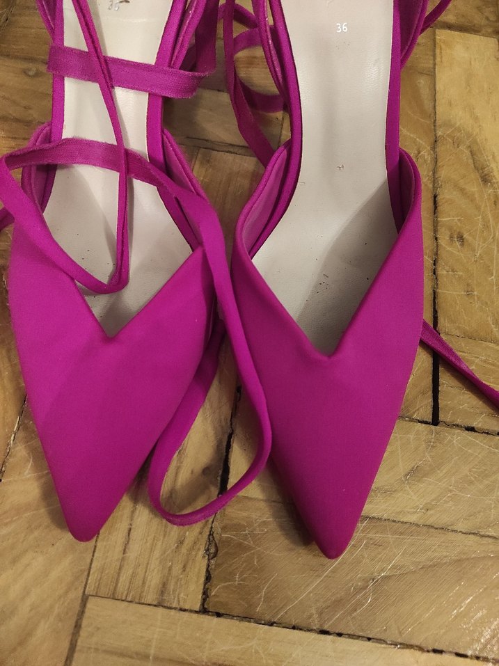 Pembe İpeksi Stiletto Topuklu Ayakkabı - Görsel 2