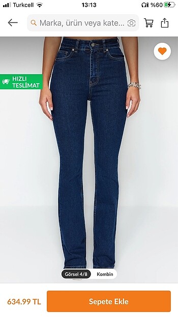 38 Beden Süper yüksek bel flare jeans koyu mavi