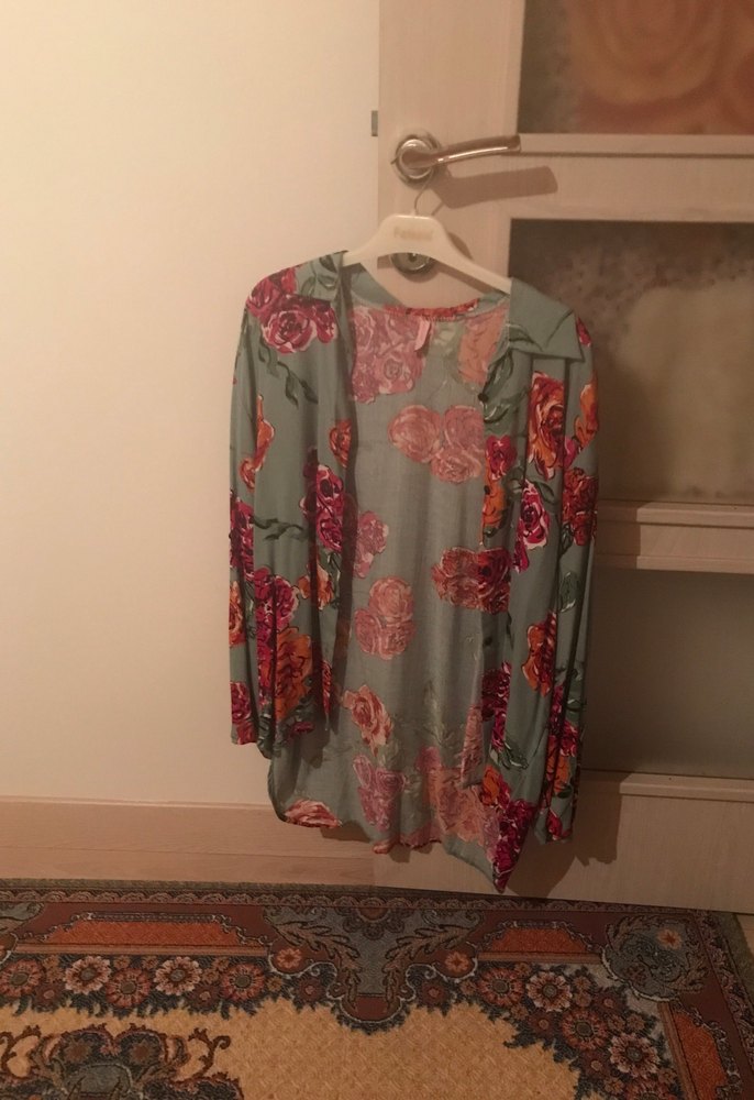 Gri Desenli Uzun Kollu Bohem Kadın Kimono - Görsel 3