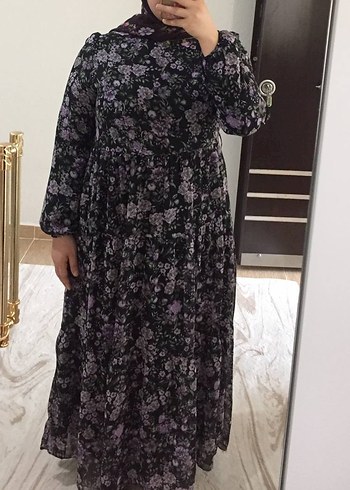 42 Beden Uzun Mor Bohem Kadın Elbise