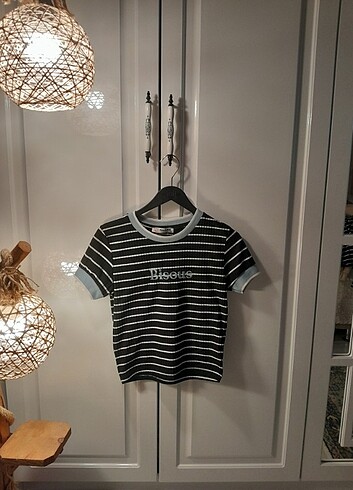 SİYAH BEYAZ ÇİZGİLİ CROP - Görsel 2