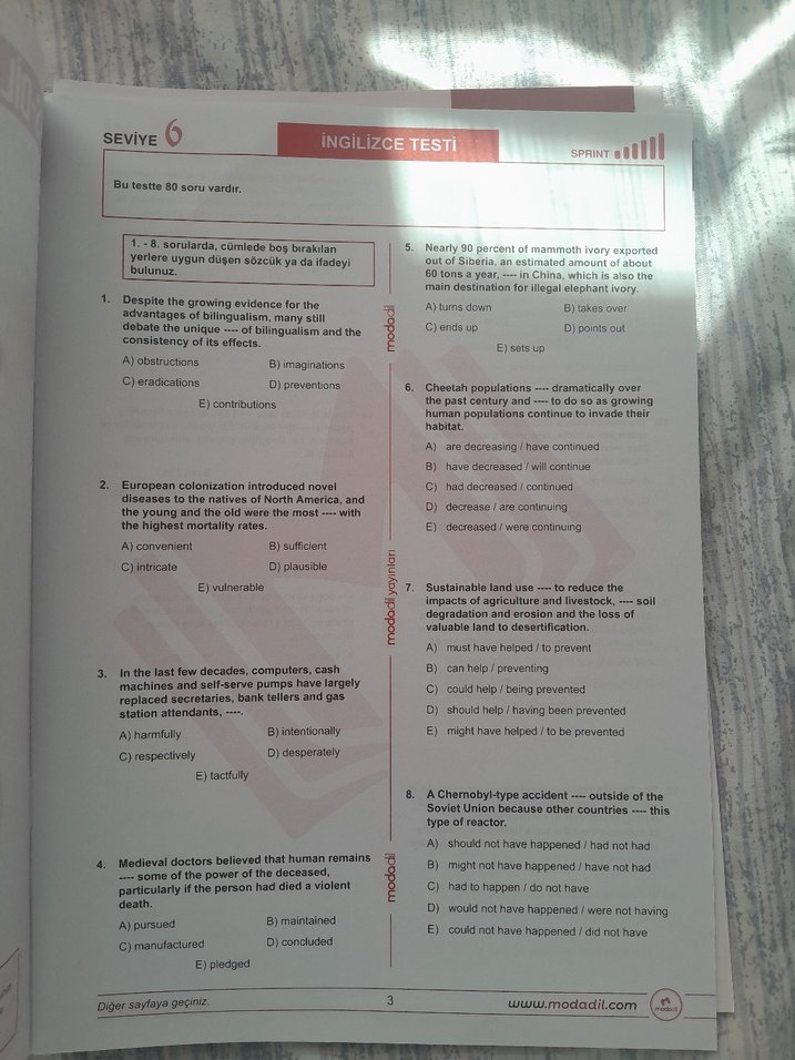 Modadil Yayınları YDT deneme kitapçıkları - Görsel 4