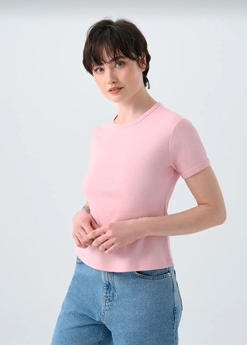 Loft Pembe Kısa Kollu Kadın Tişört