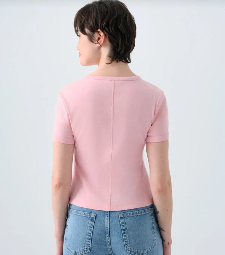 Loft Pembe Kısa Kollu Kadın Tişört - Görsel 2