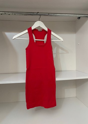 Kırmızı Yüksek Yakalı Kadın Atlet Elbise - Görsel 2