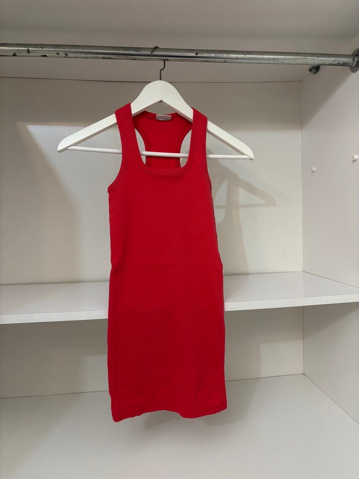 Kırmızı Yüksek Yakalı Kadın Atlet Elbise - Görsel 2