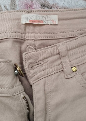 32 Beden ten rengi Renk Bej Düğmeli Pamuklu Salaş Kadın Pantolon