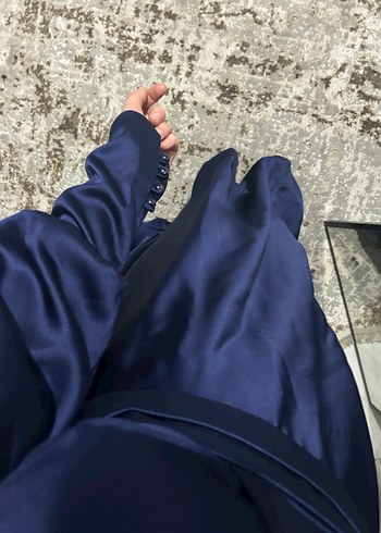 Lacivert Uzun Kollu Salaş Elbise - Görsel 2