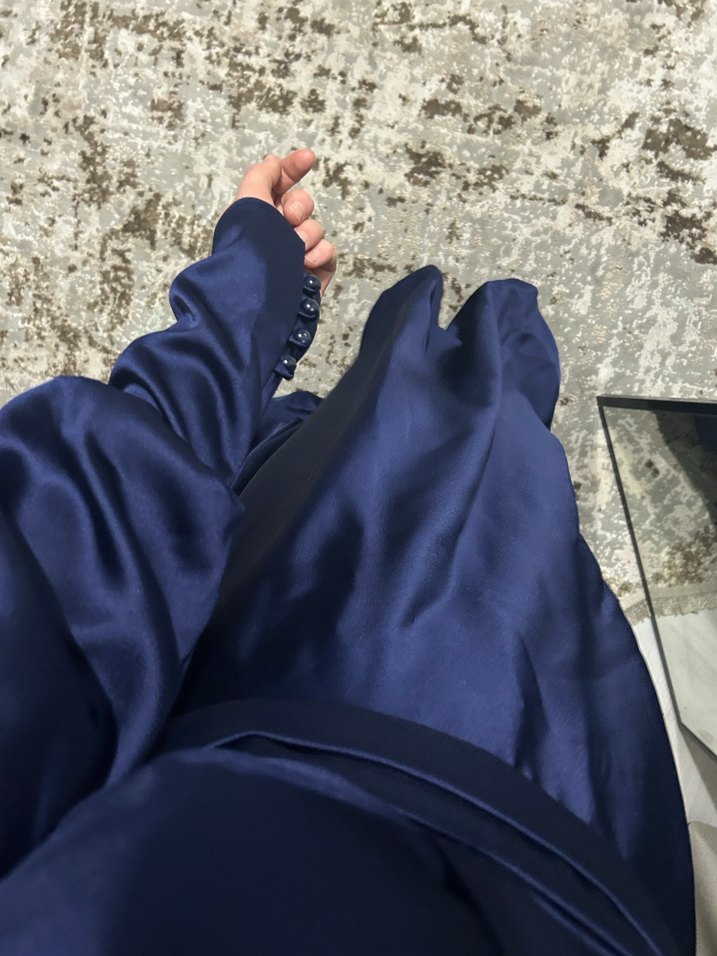 Lacivert Uzun Kollu Salaş Elbise - Görsel 2