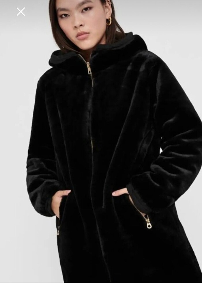 Only Kadın Çift Taraflı Kürklü Siyah Parka - Görsel 3