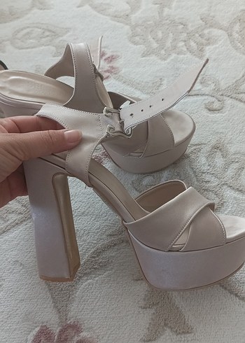 Zara Bej Platform Topuklu Kadın Abiye Ayakkabı