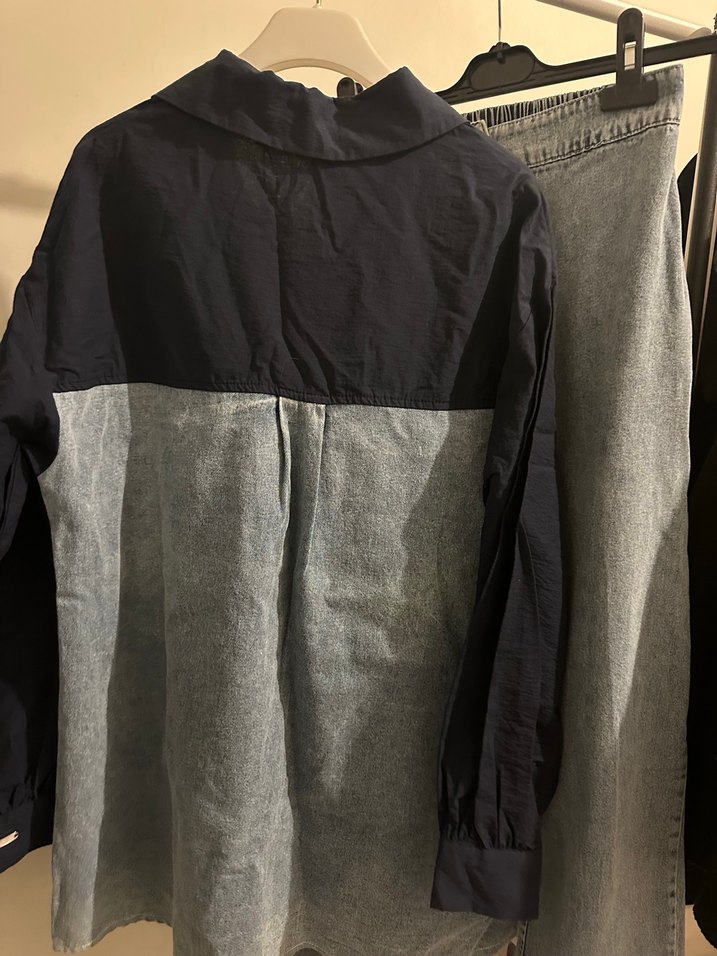 Kot detaylı gömlek pantolon ikili takım - Görsel 3