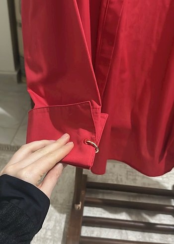 Armine Kırmızı Düğmeli Midi Kadın Gömlek - Görsel 2