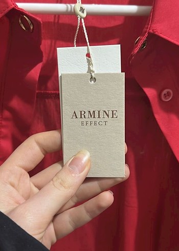 Armine Kırmızı Düğmeli Midi Kadın Gömlek - Görsel 4