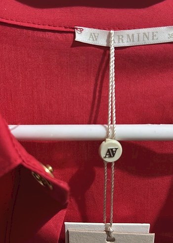 Armine Kırmızı Düğmeli Midi Kadın Gömlek - Görsel 5