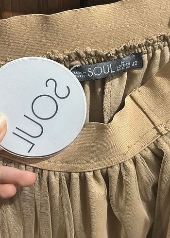 Bej Pilili tüllü etiketli Uzun Etek - Görsel 3