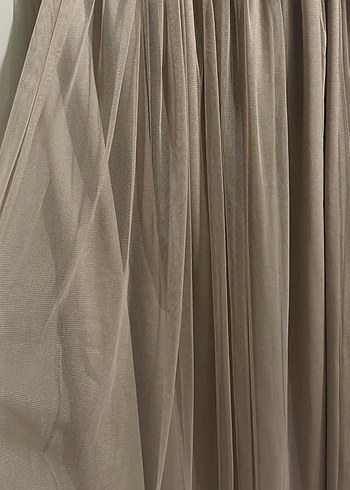 Bej Pilili tüllü etiketli Uzun Etek - Görsel 2