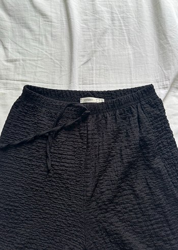 xs Beden Kadın Siyah Pilili Keten Midi Pantolon