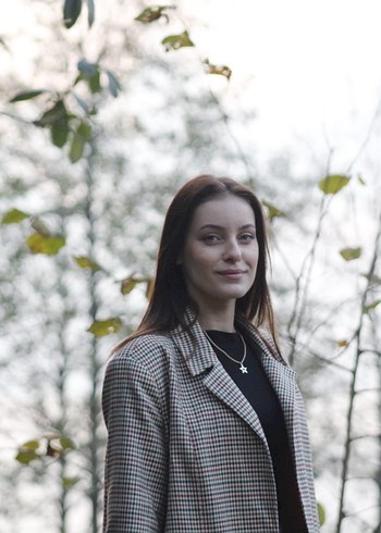 Düğmeli Ekose Desenli Kadın Ceket s-m uyumlu - Görsel 2