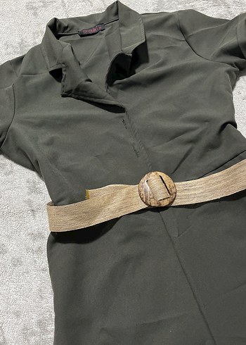 Kadın Kemerli Kısa Tulum - Görsel 2