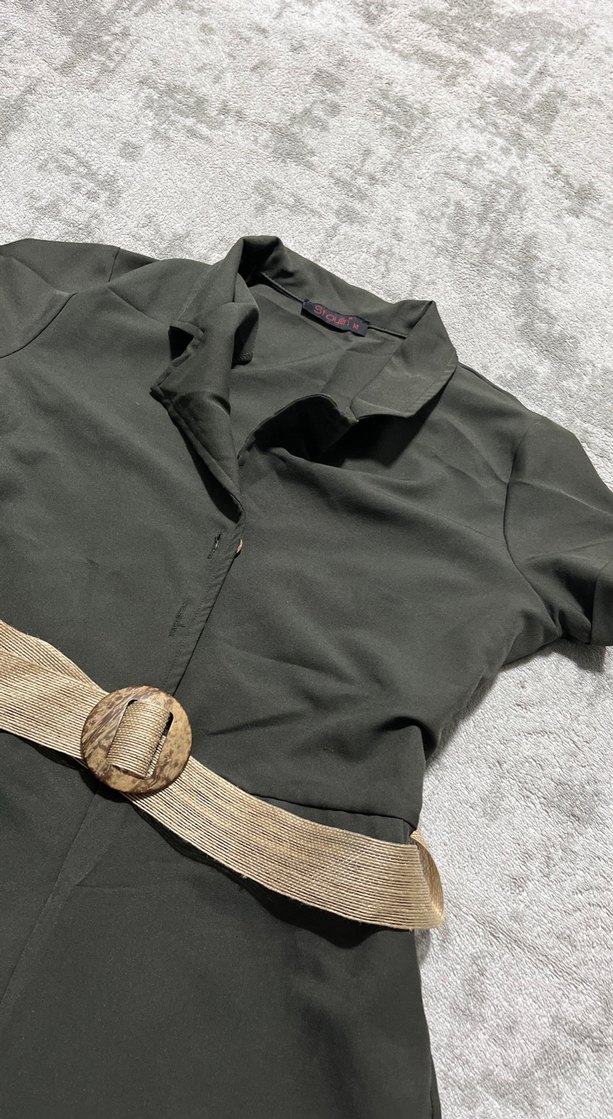 Kadın Kemerli Kısa Tulum - Görsel 3