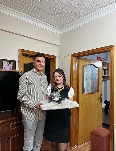 Trendyol & Milla Siyah Gül Detaylı Mini Dokuma Elbise