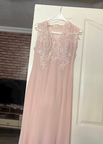Zara Dantel Detaylı Uzun Pembe Bohem Elbise