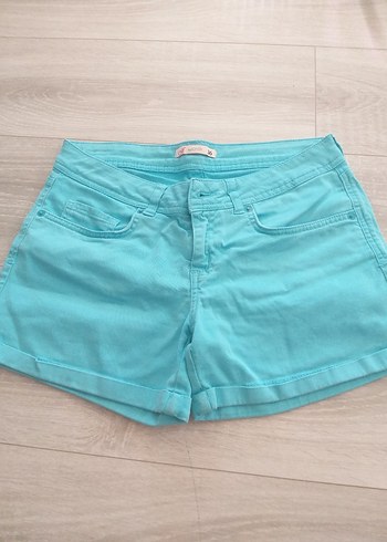 Turkuaz Mini Denim Şort