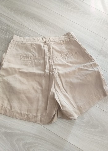 Bej Keten Mini Şort