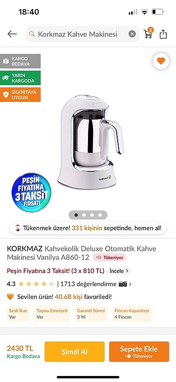 Korkmaz kahve makinesi