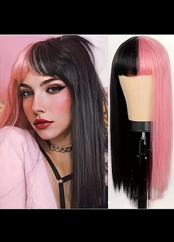 Diğer Pembe siyah split dye peruk