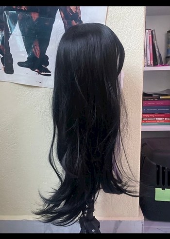Mor Siyah Goth Uzun Sentetik Peruk - Görsel 6