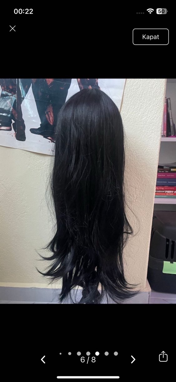 Mor Siyah Goth Uzun Sentetik Peruk - Görsel 5