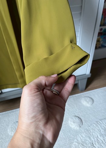 s Beden Fıstık yeşili dökümlü ceket