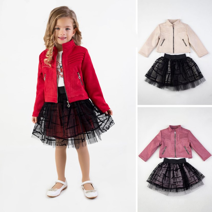 Kız Çocuk Pembe Fermuarlı Bolero Ceket - Görsel 2