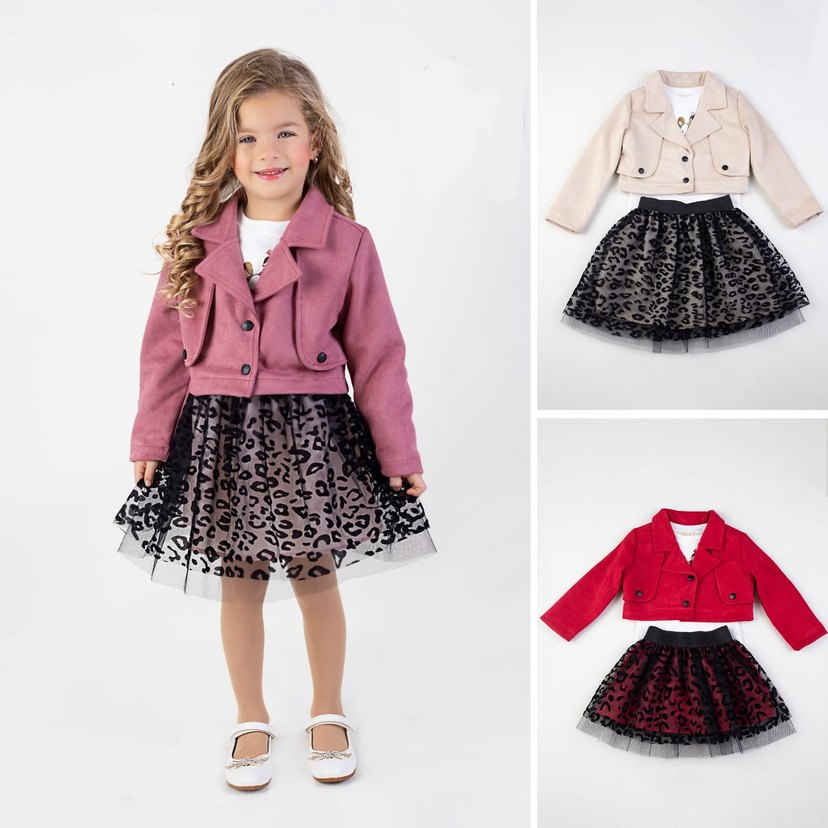 Kız Çocuk Süet Leopar Desenli Bolero - Görsel 2