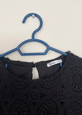 s Beden Uzun Kollu Siyah Nakışlı Kadın Bluz