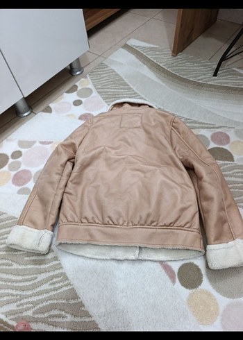 LC Waikiki Kürklü Bej Deri Mini Ceket 9 yaş