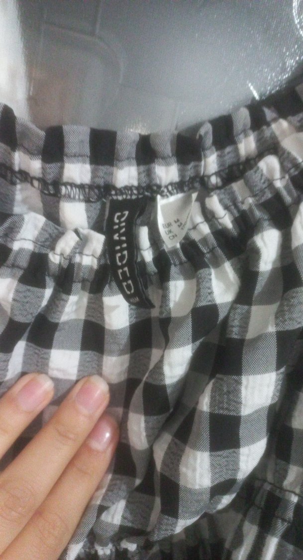 Gri Kareli Fırfırlı Mini Bluz - Görsel 2