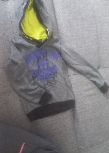 Gri Kapüşonlu Erkek Sweatshirt - Görsel 2