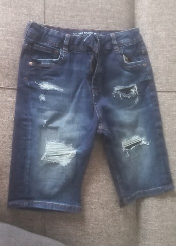 Erkek Kot Şort, Gevşek Kesim, Tokalı, Lacivert - Görsel 2